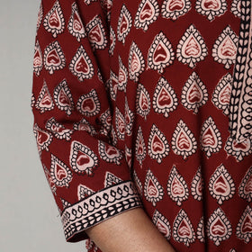 Buy Block Print Cotton Straight Bagh Kurta For Women