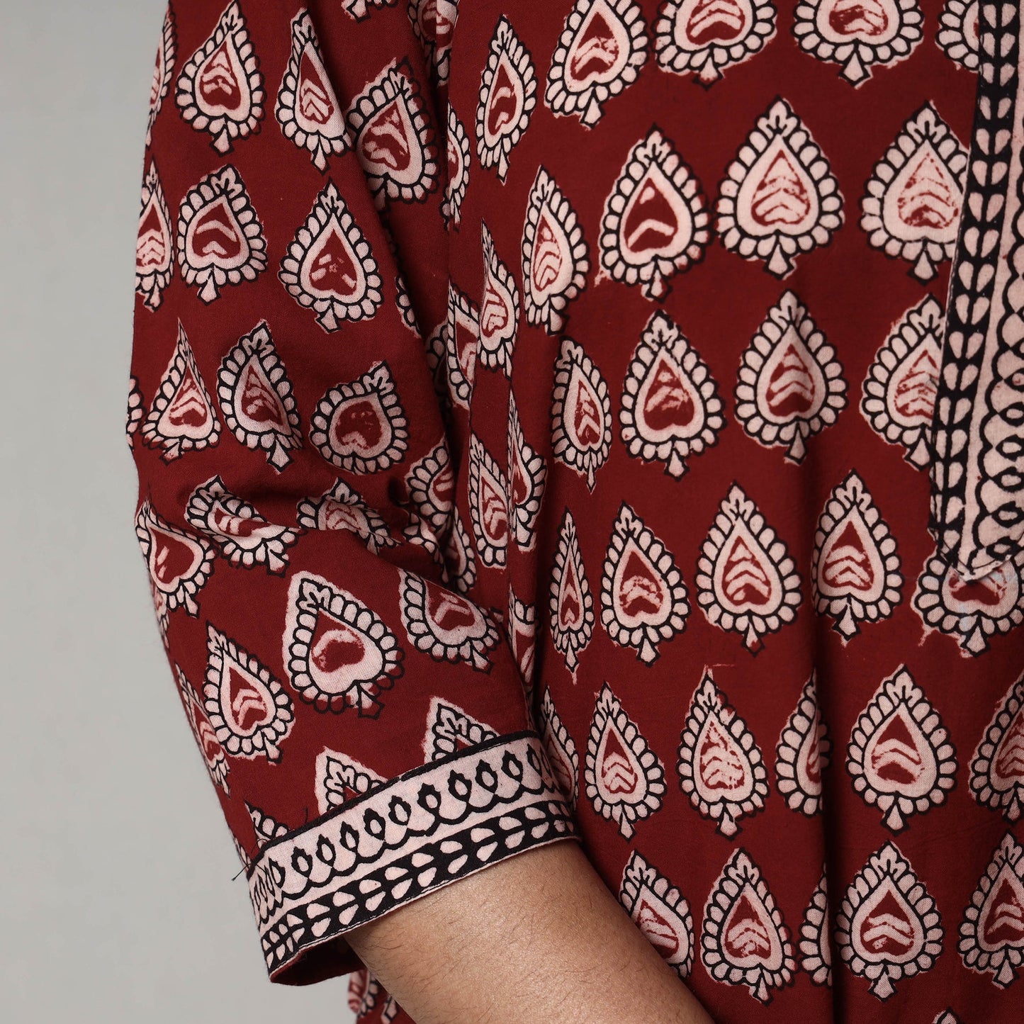 Buy Block Print Cotton Straight Bagh Kurta For Women