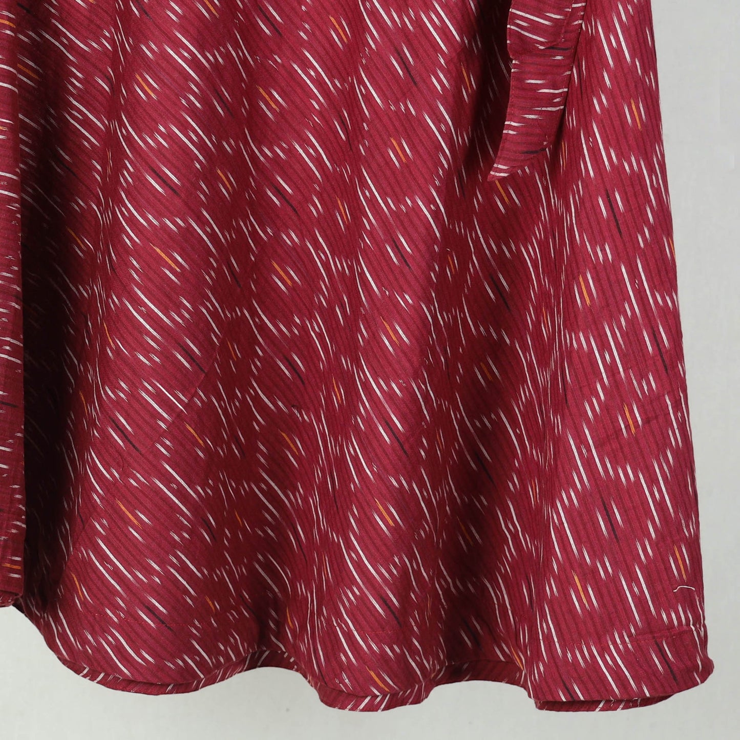 Dark Red Wrap Around Cotton Pochampally Ikat Skirt 