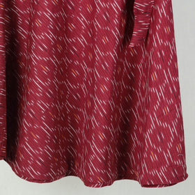 Dark Red Wrap Around Cotton Pochampally Ikat Skirt 
