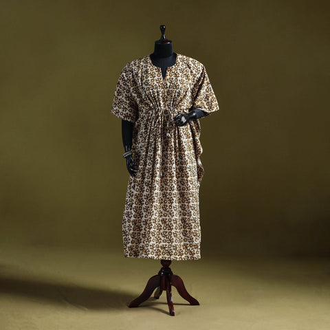 Hand batik cotton long kaftan 05 - handcrafted