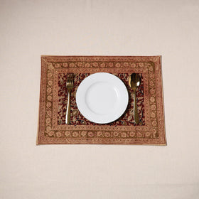 Red - natural dyed pedana kalamkari cotton table mat 04