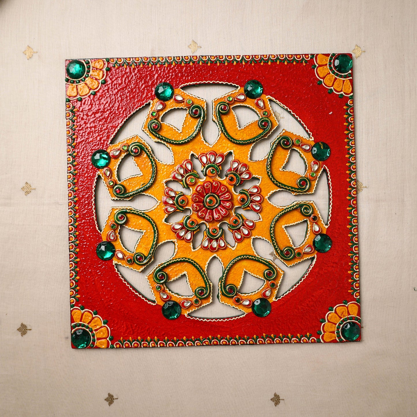 Decor handpainted wooden rangoli 60 - handcrafted
