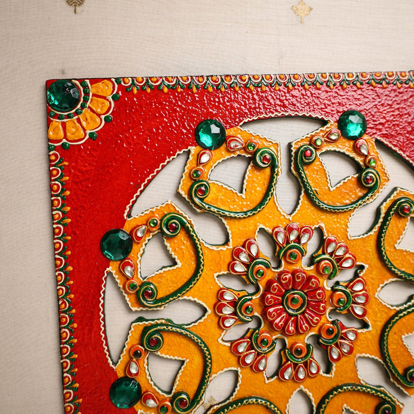 Decor handpainted wooden rangoli 60 - handcrafted