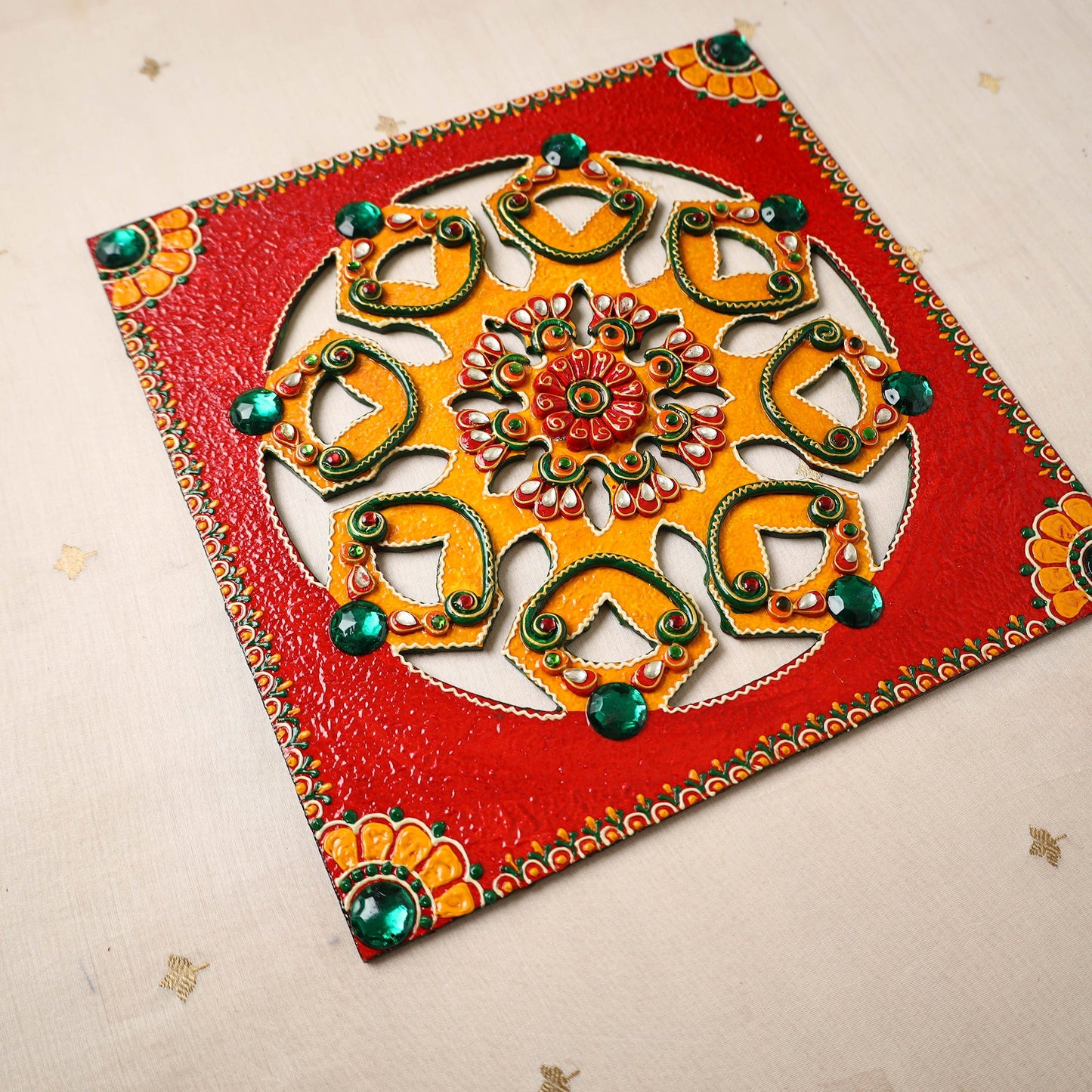 Decor handpainted wooden rangoli 60 - handcrafted