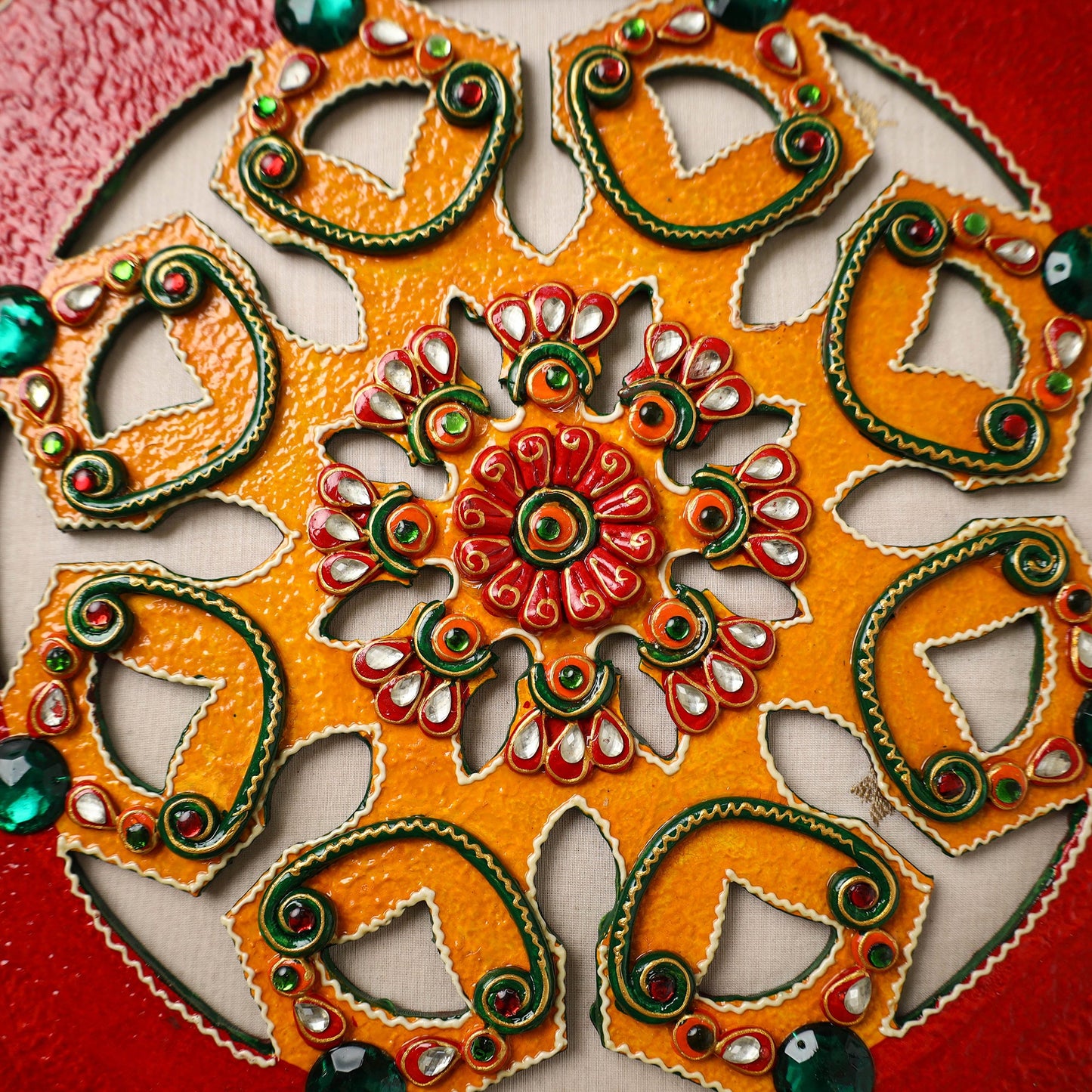 Decor handpainted wooden rangoli 60 - handcrafted