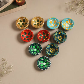 Decorative handpainted clay diya (set of 10) 04