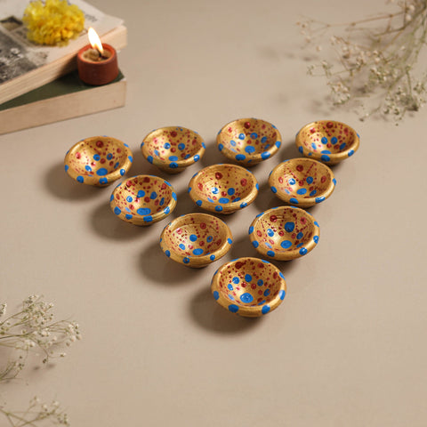 Decorative handpainted clay diya (set of 10) 08