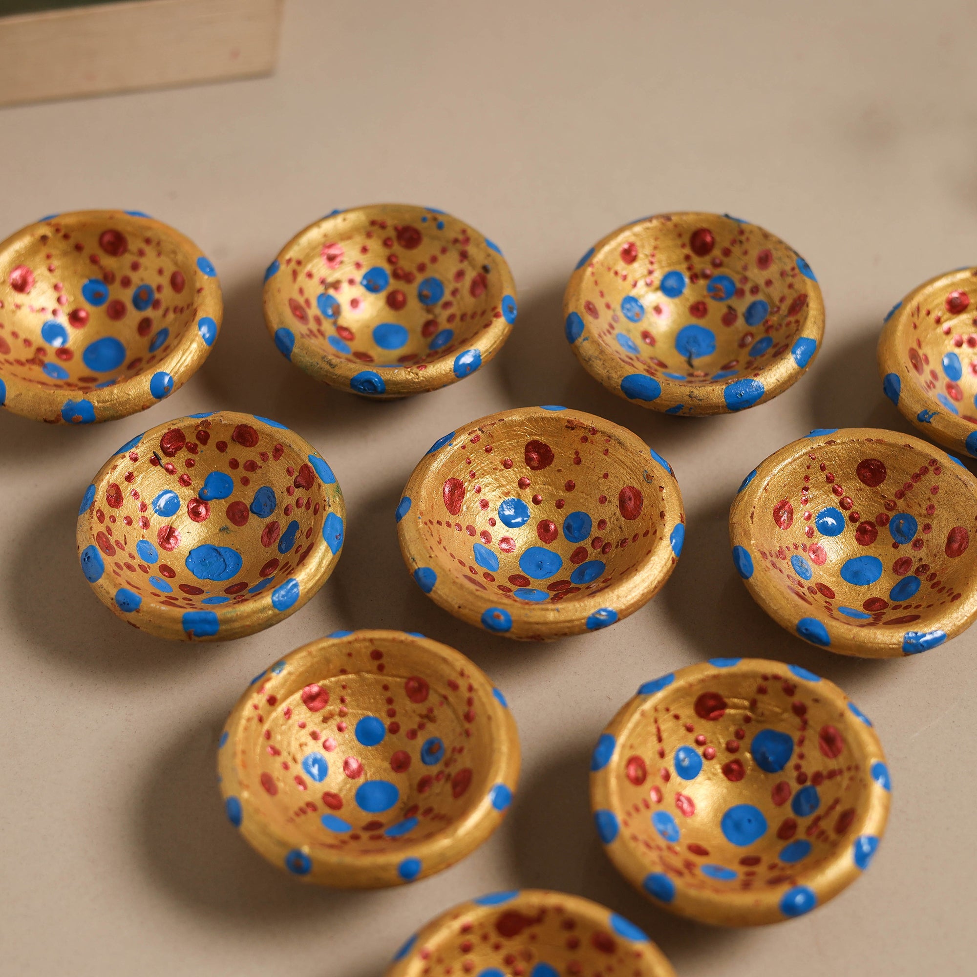 Decorative handpainted clay diya (set of 10) 08