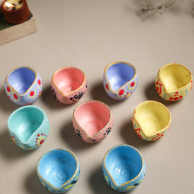 Decorative handpainted clay diya (set of 10) 26