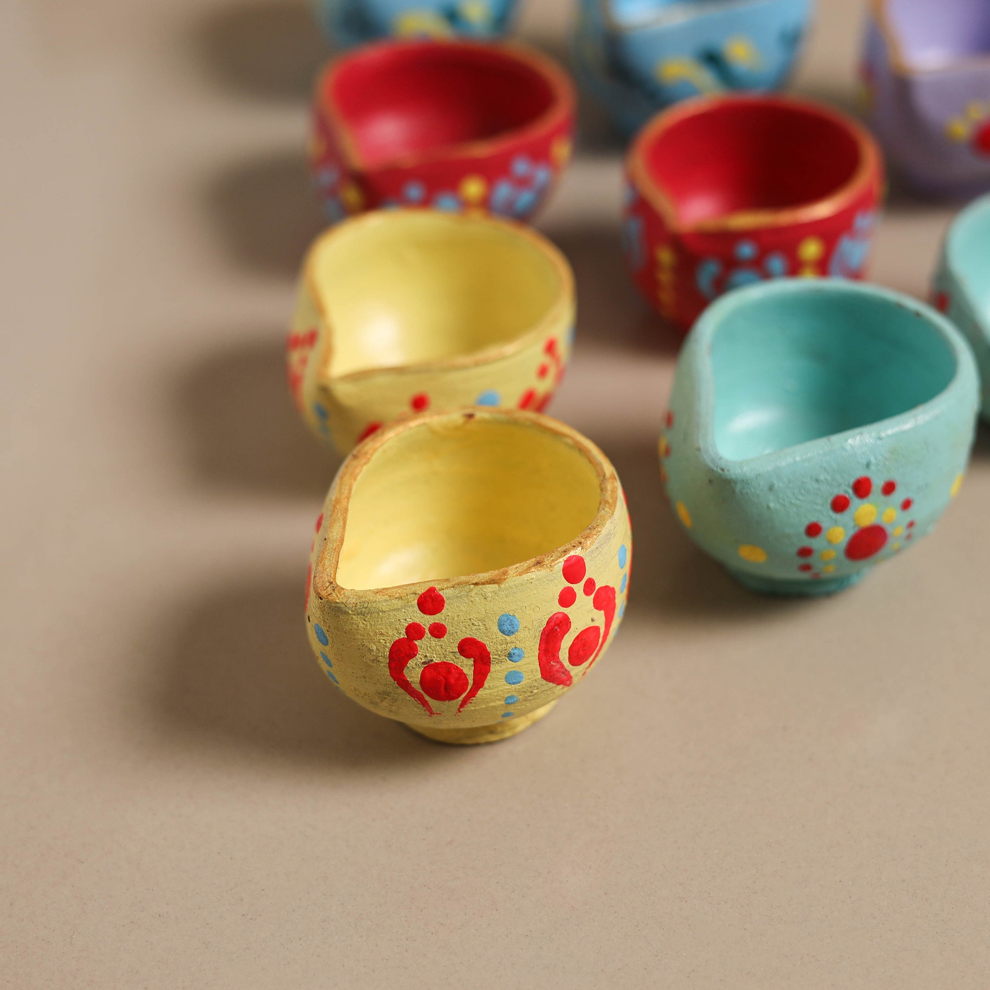 Decorative handpainted clay diya (set of 10) 27