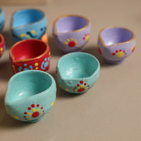 Decorative handpainted clay diya (set of 10) 27