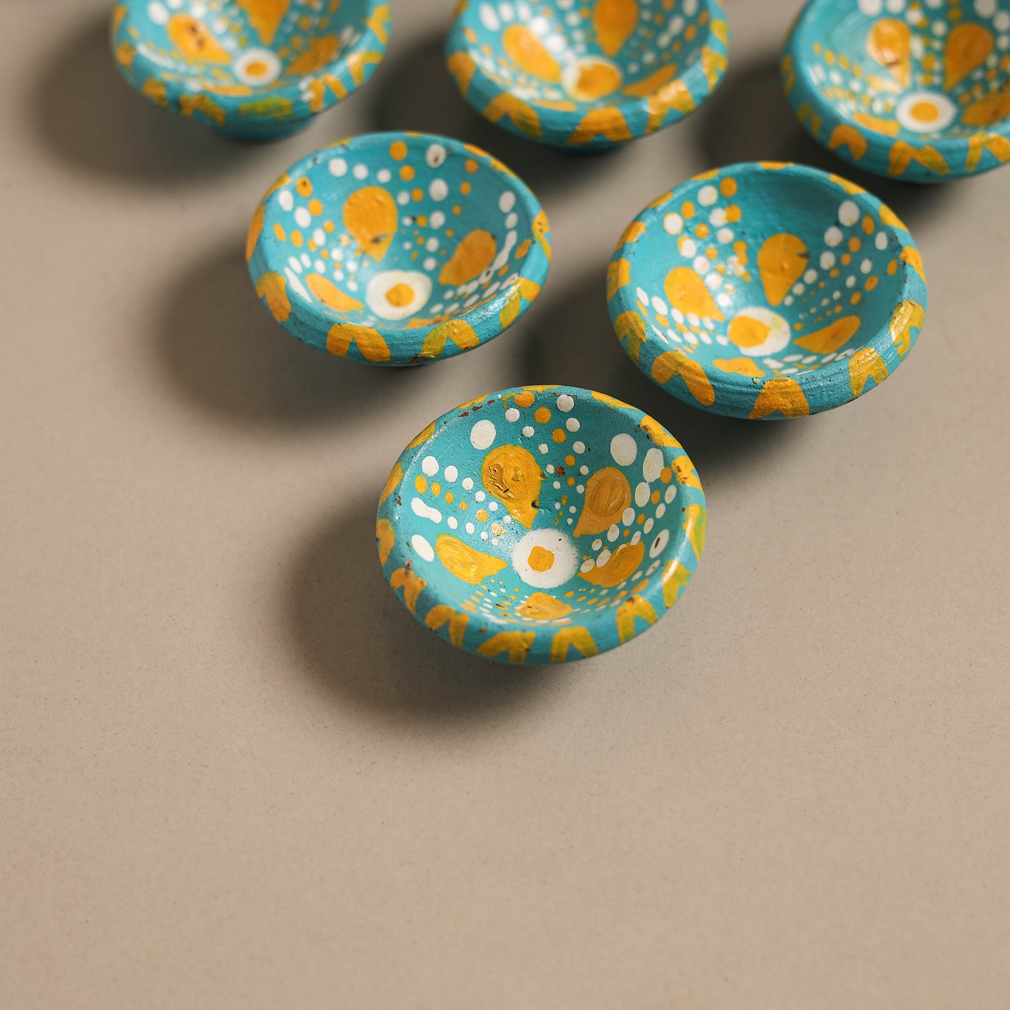 Decorative handpainted clay diya (set of 10) 28