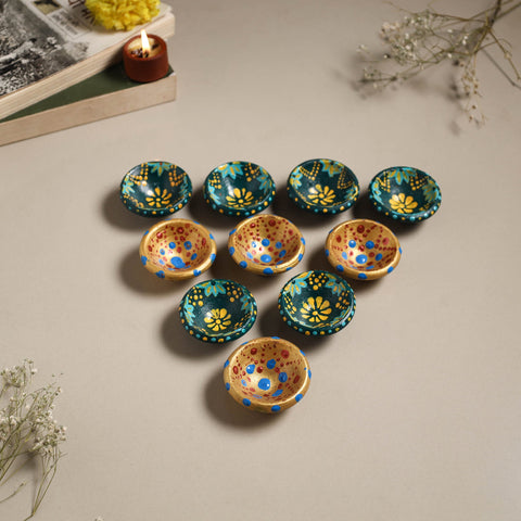 Decorative handpainted clay diya (set of 10) 29