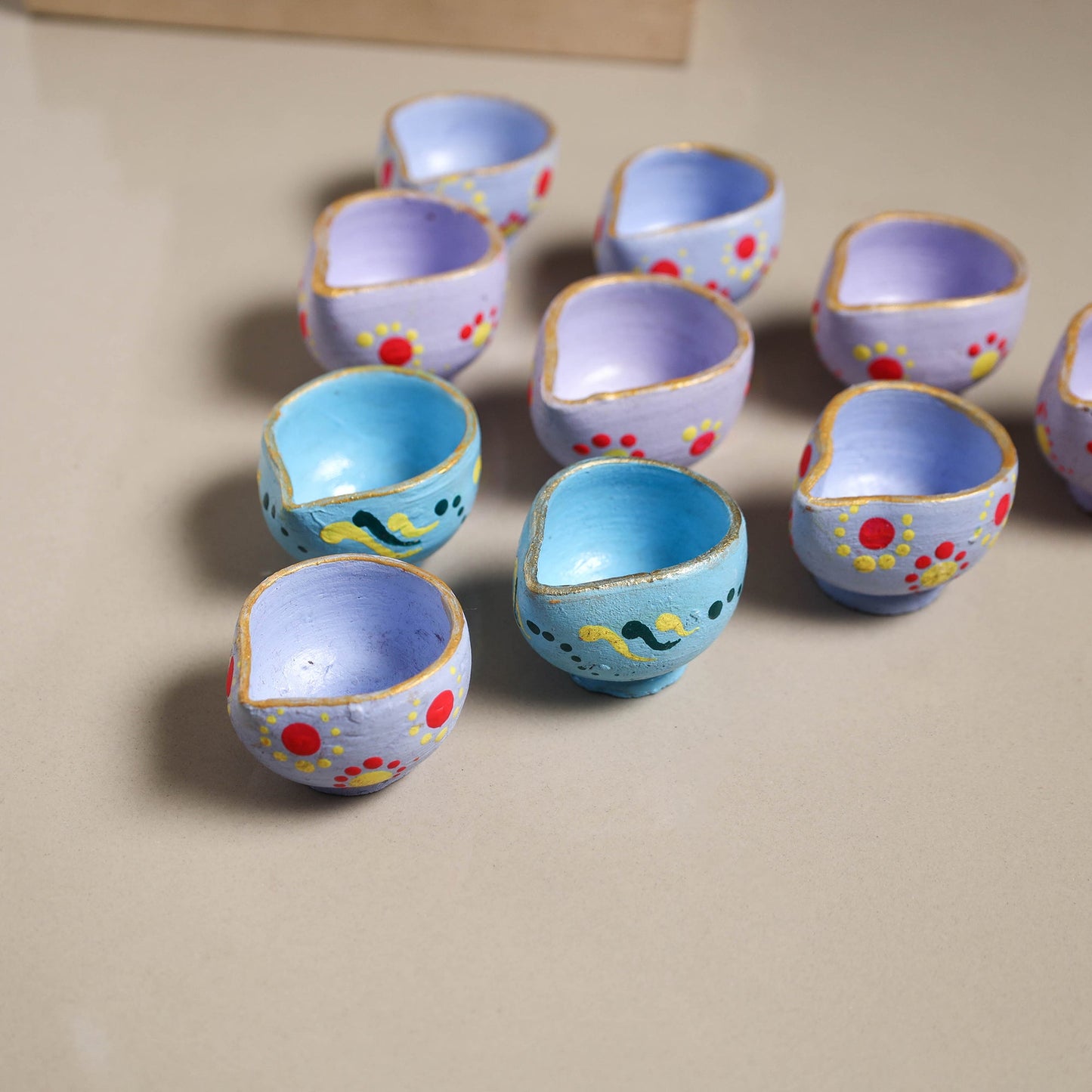 Decorative handpainted clay diya (set of 10) 30