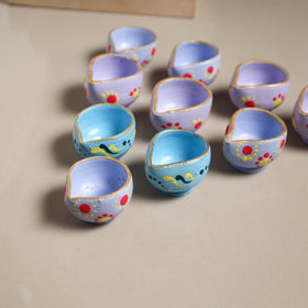 Decorative handpainted clay diya (set of 10) 30