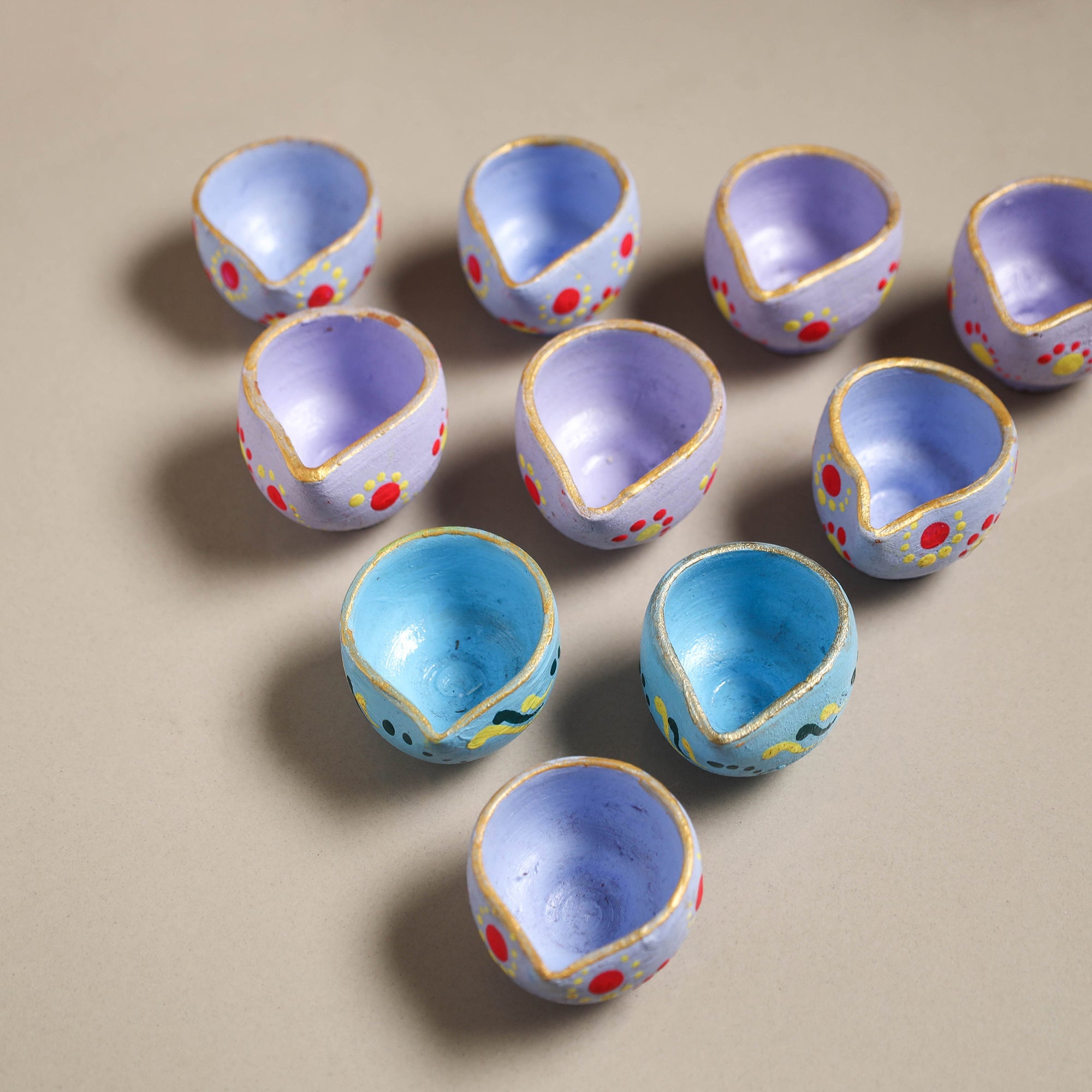 Decorative handpainted clay diya (set of 10) 30