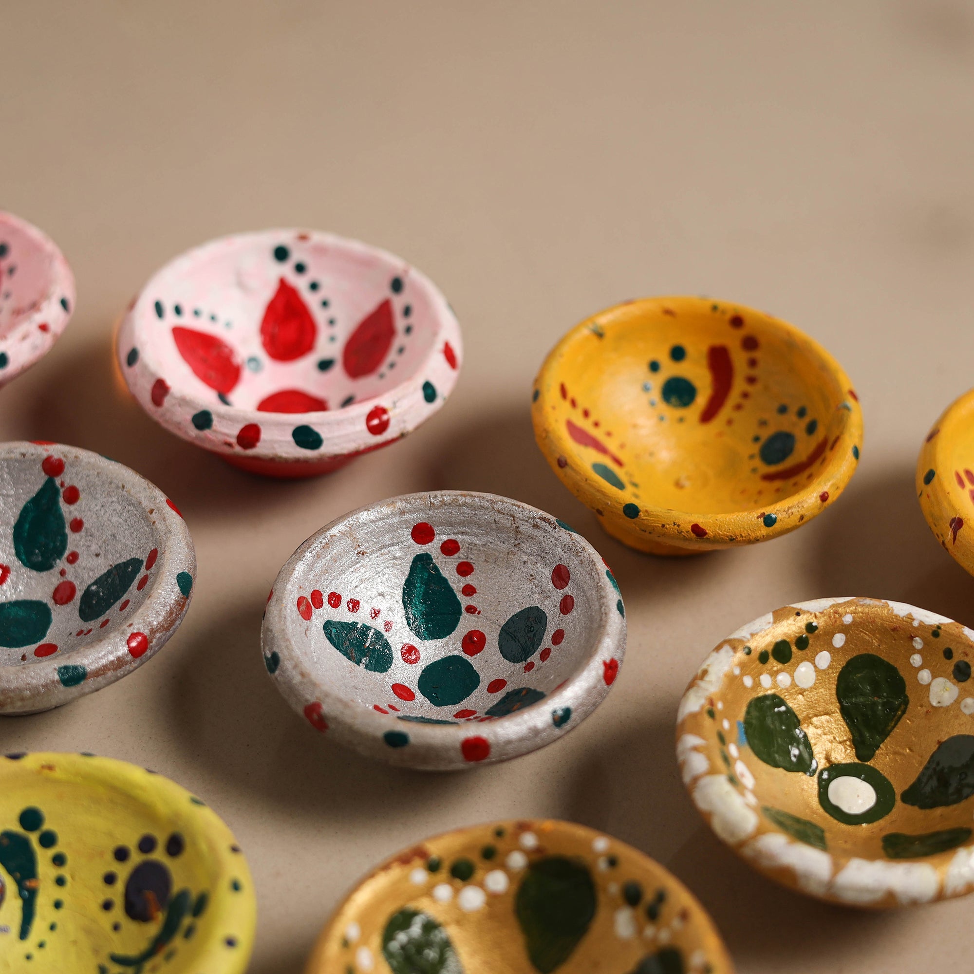 Decorative handpainted clay diya (set of 10) 32