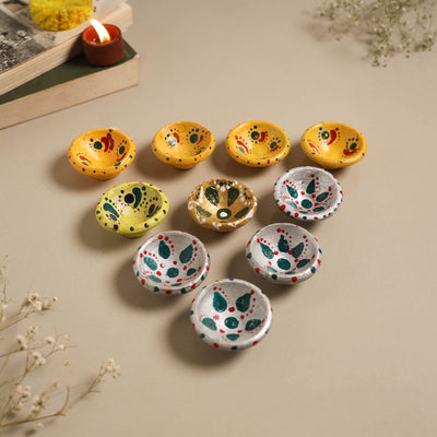 Decorative handpainted clay diya (set of 10) 35
