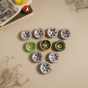 Decorative handpainted clay diya (set of 10) 36