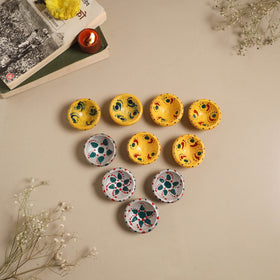Decorative handpainted clay diya (set of 10) 37
