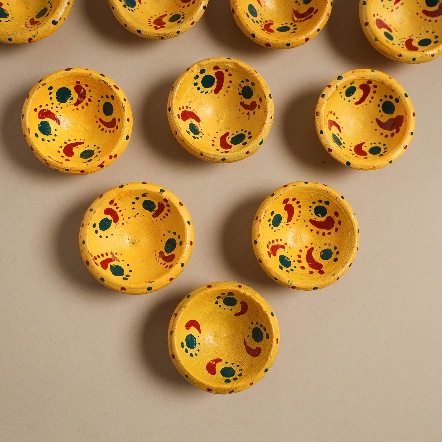 Decorative handpainted clay diya (set of 10) 39