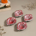 Decorative handpainted clay diya (set of 4) 02 - handcrafted