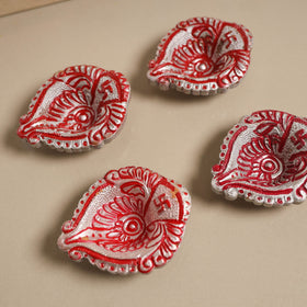 Decorative handpainted clay diya (set of 4) 11 - handcrafted