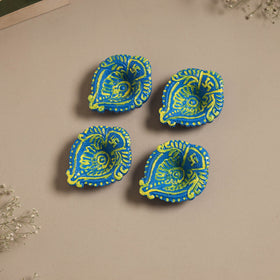Decorative handpainted clay diya (set of 4) 13 - handcrafted