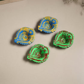 Decorative handpainted clay diya (set of 4) 31 - handcrafted