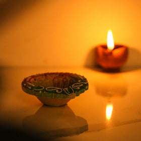  Decorative Handpainted Terracotta Diya (Set of 4) Online in India l iTokri.com 