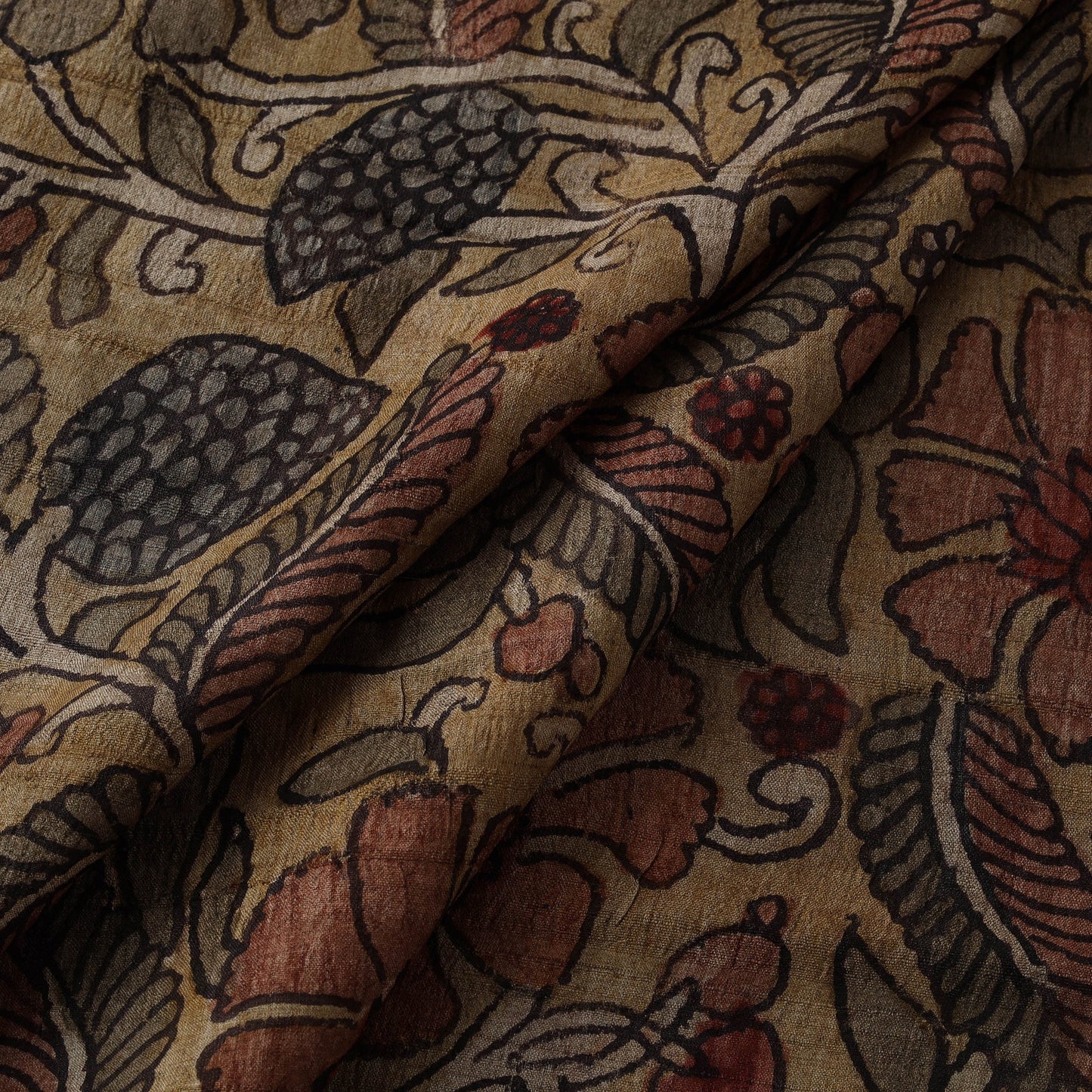 Desi tussar silk handpainted srikalahasti pen kalamkari