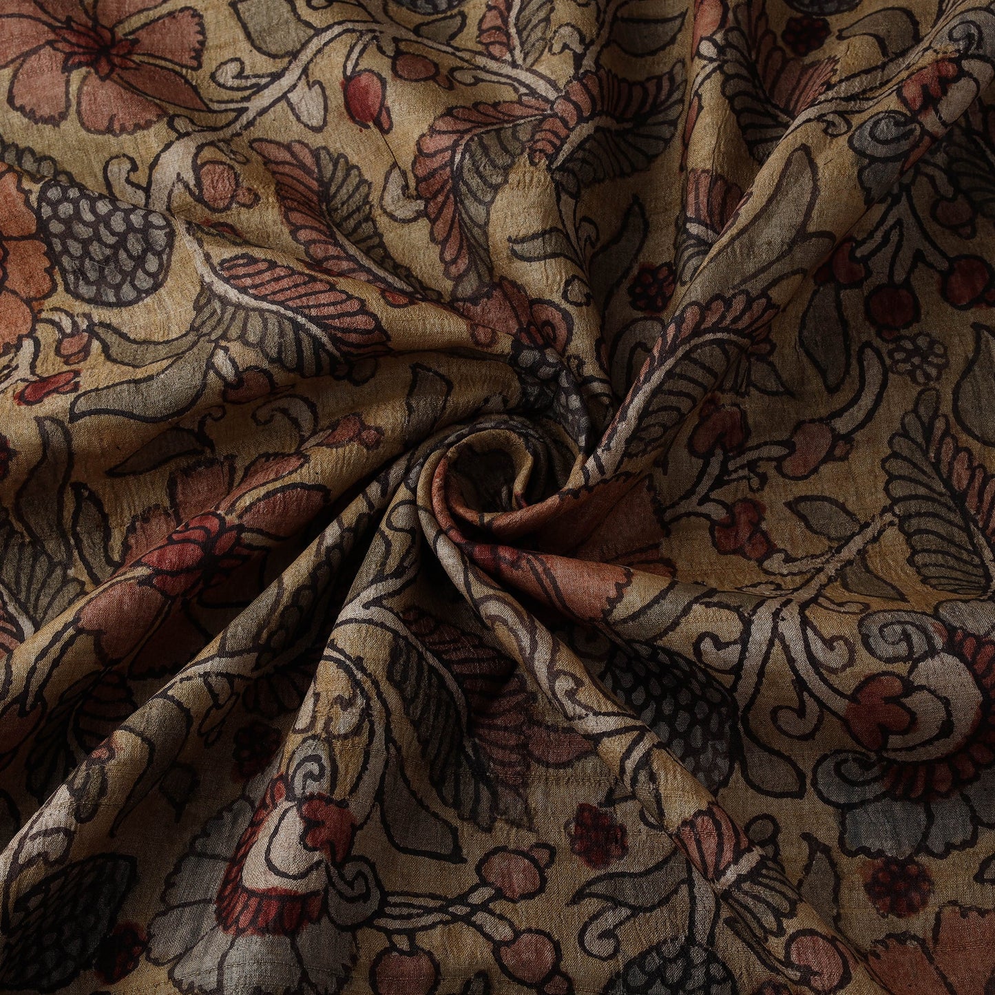 Desi tussar silk handpainted srikalahasti pen kalamkari