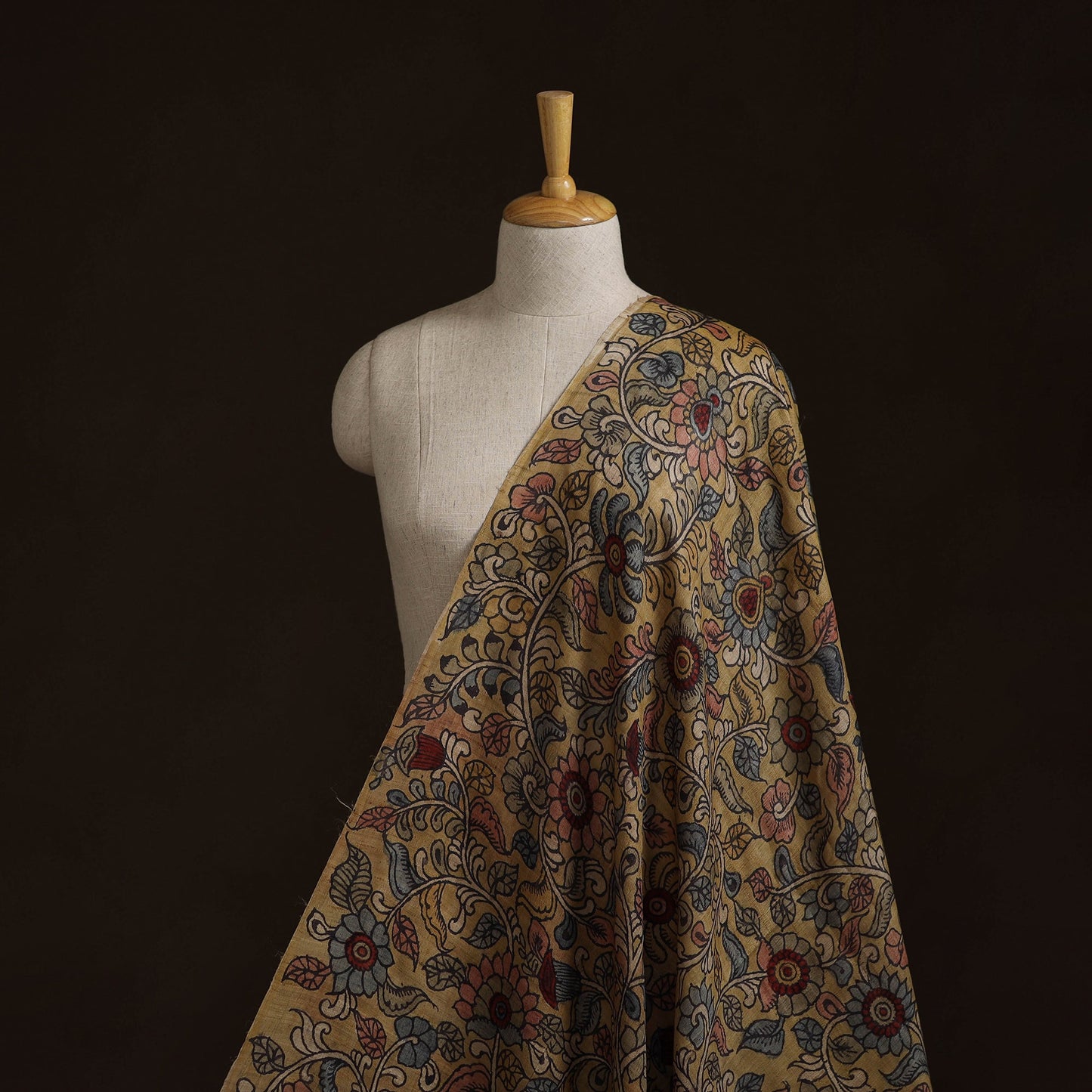 Desi tussar silk handpainted srikalahasti pen kalamkari
