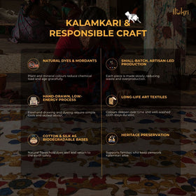 Srikalahasti Pen Work Handpainted Kalamkari Handloom Kota Doria Silk Fabric 04