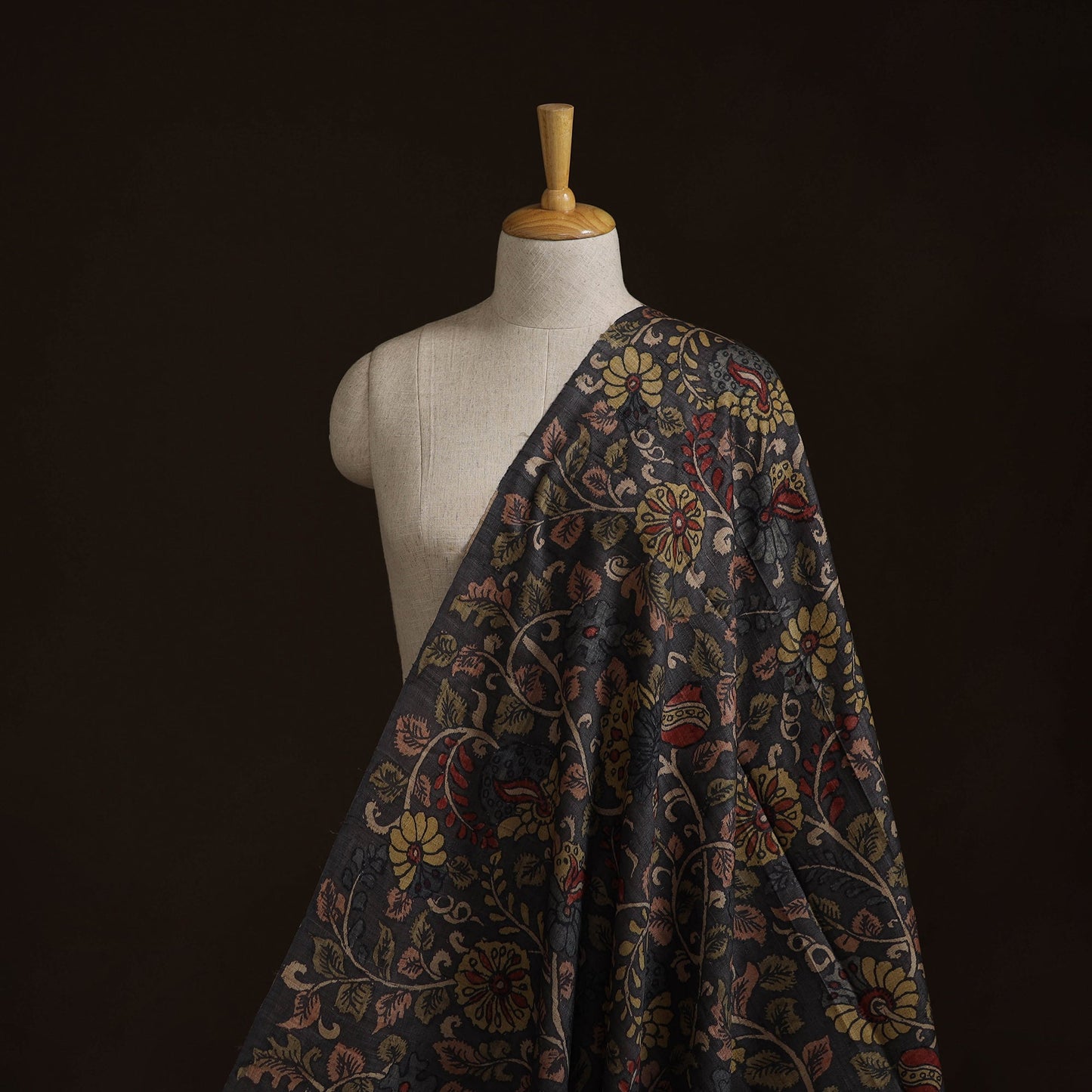 Desi tussar silk handpainted srikalahasti pen kalamkari