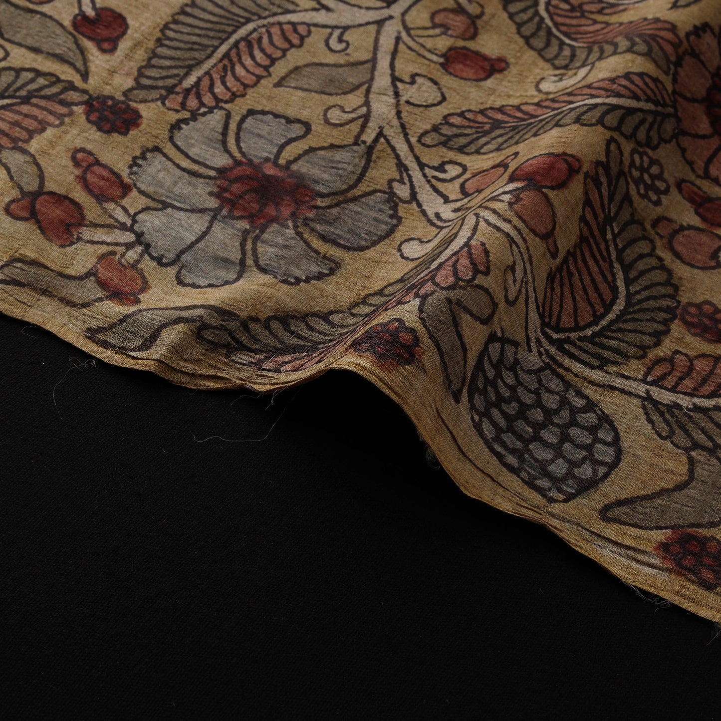 Desi tussar silk handpainted srikalahasti pen kalamkari