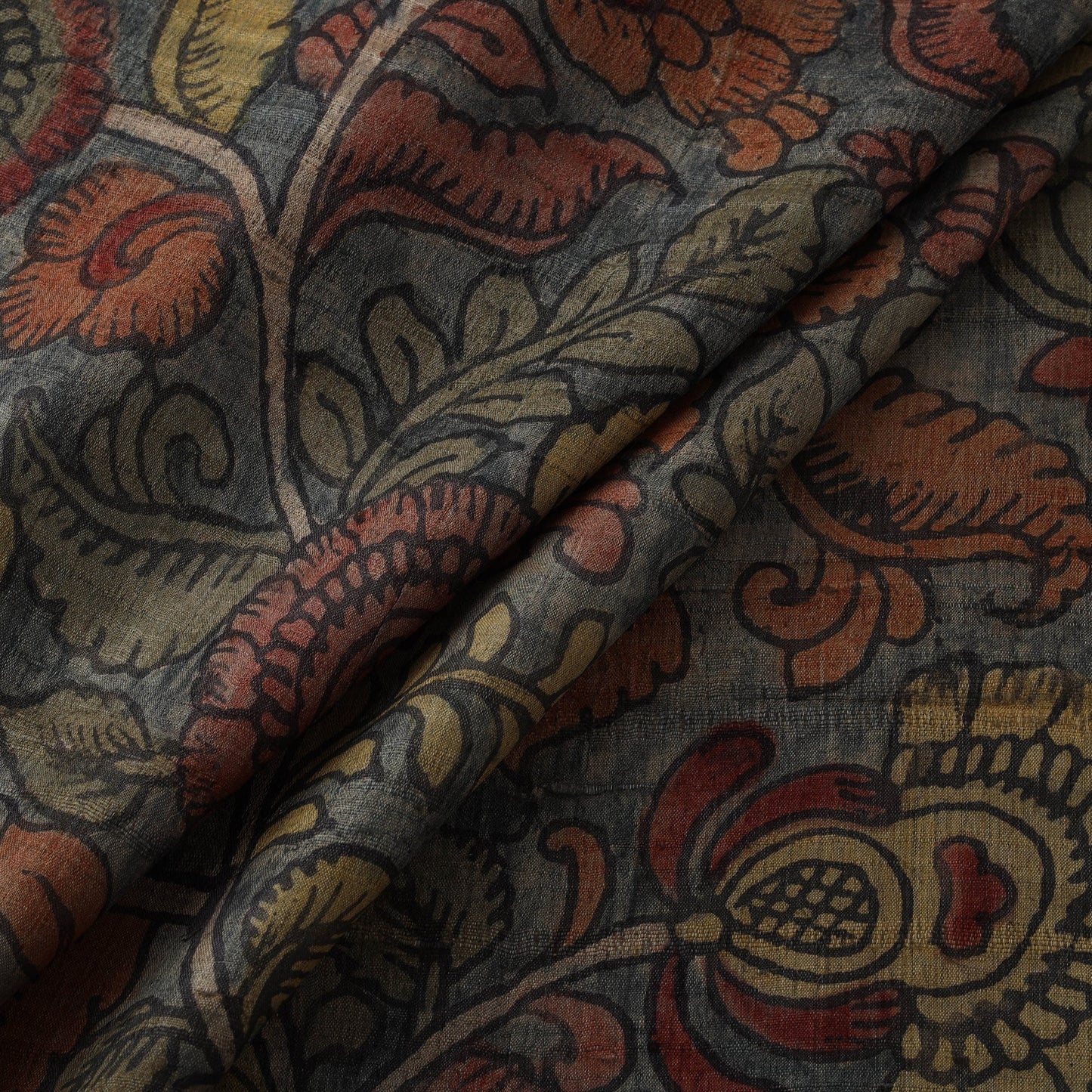 Desi tussar silk handpainted srikalahasti pen kalamkari