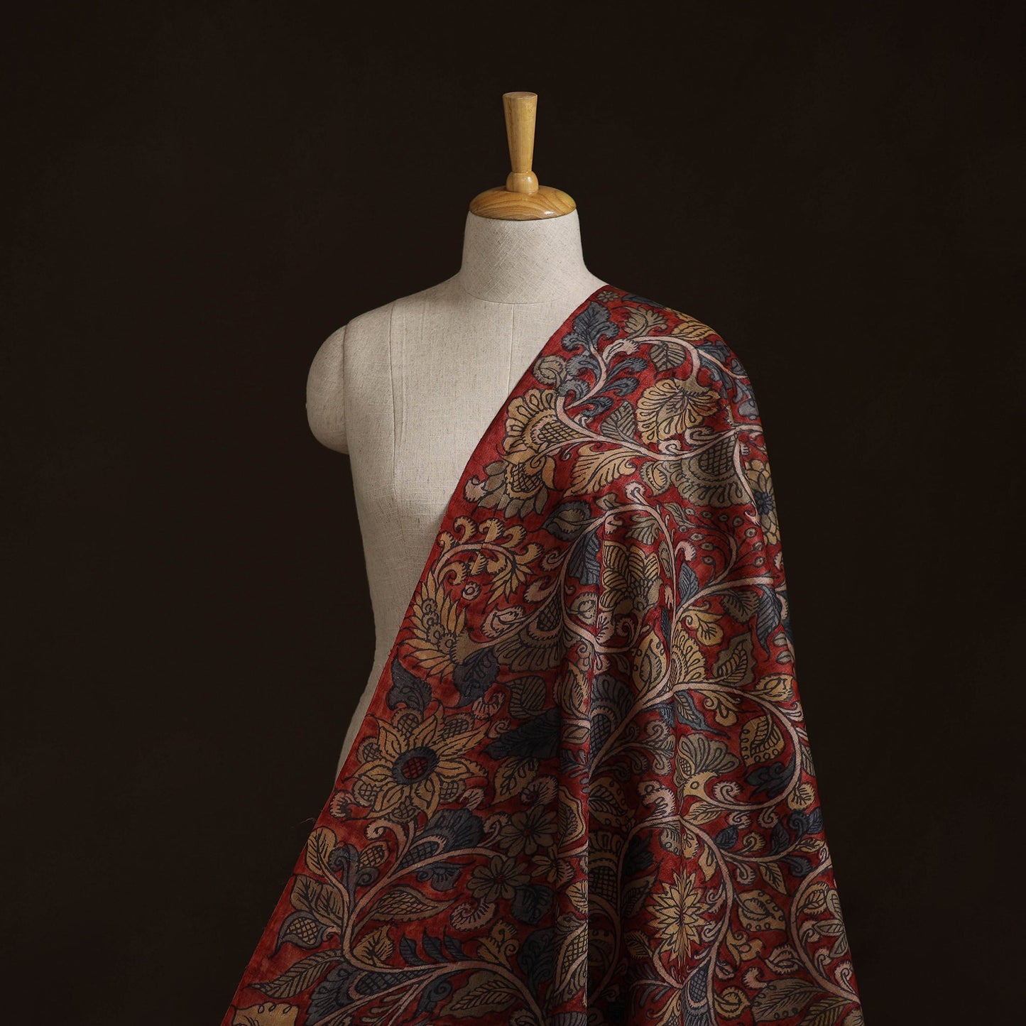 Desi tussar silk handpainted srikalahasti pen kalamkari