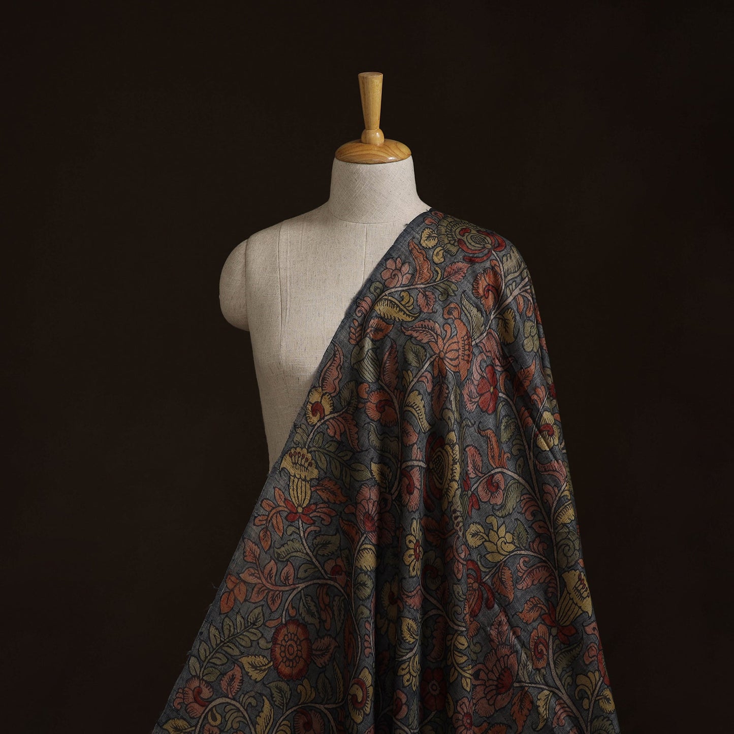 Desi tussar silk handpainted srikalahasti pen kalamkari