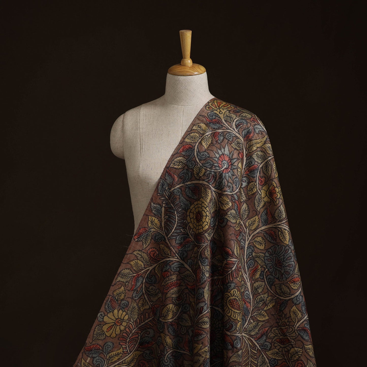 Desi tussar silk handpainted srikalahasti pen kalamkari