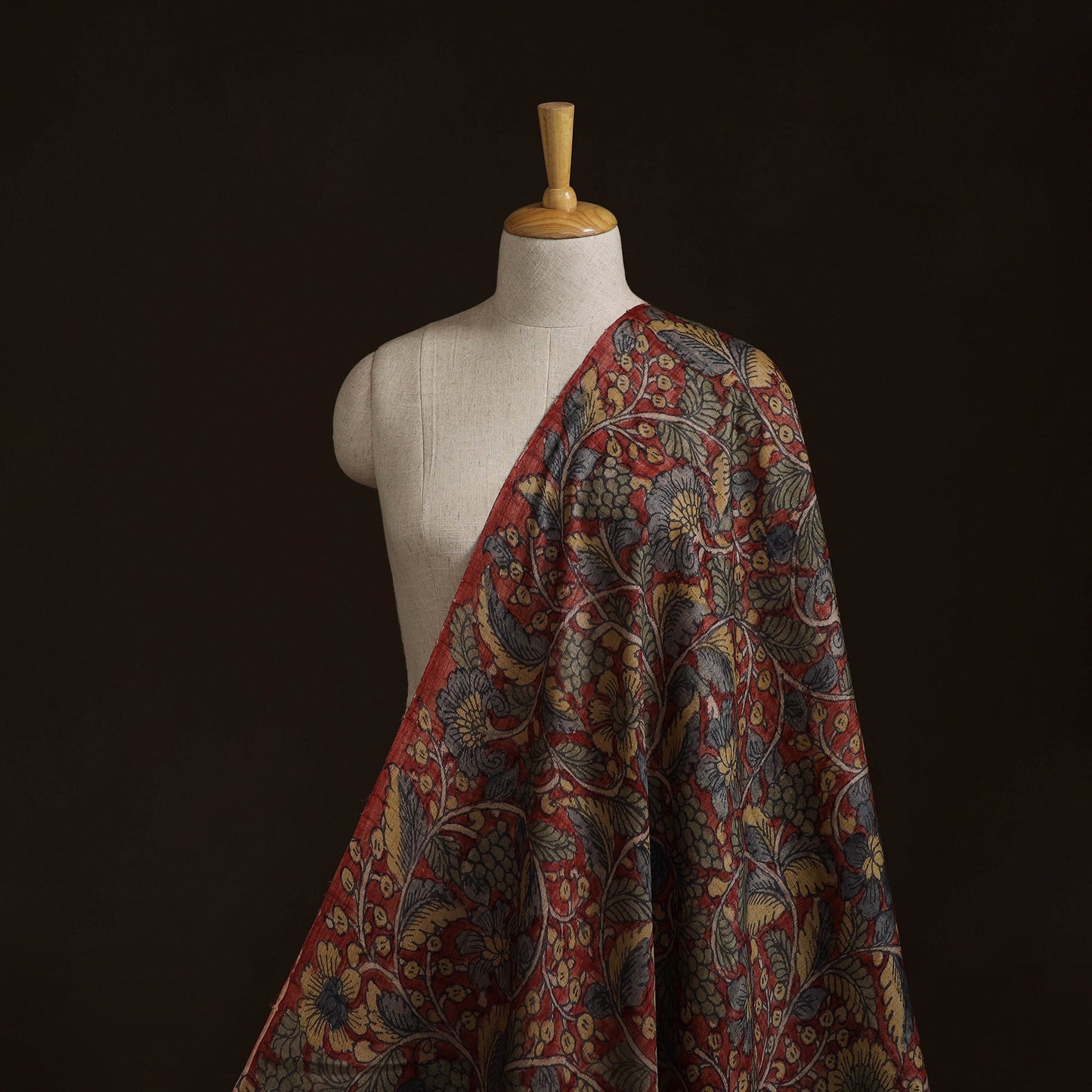 Desi tussar silk handpainted srikalahasti pen kalamkari