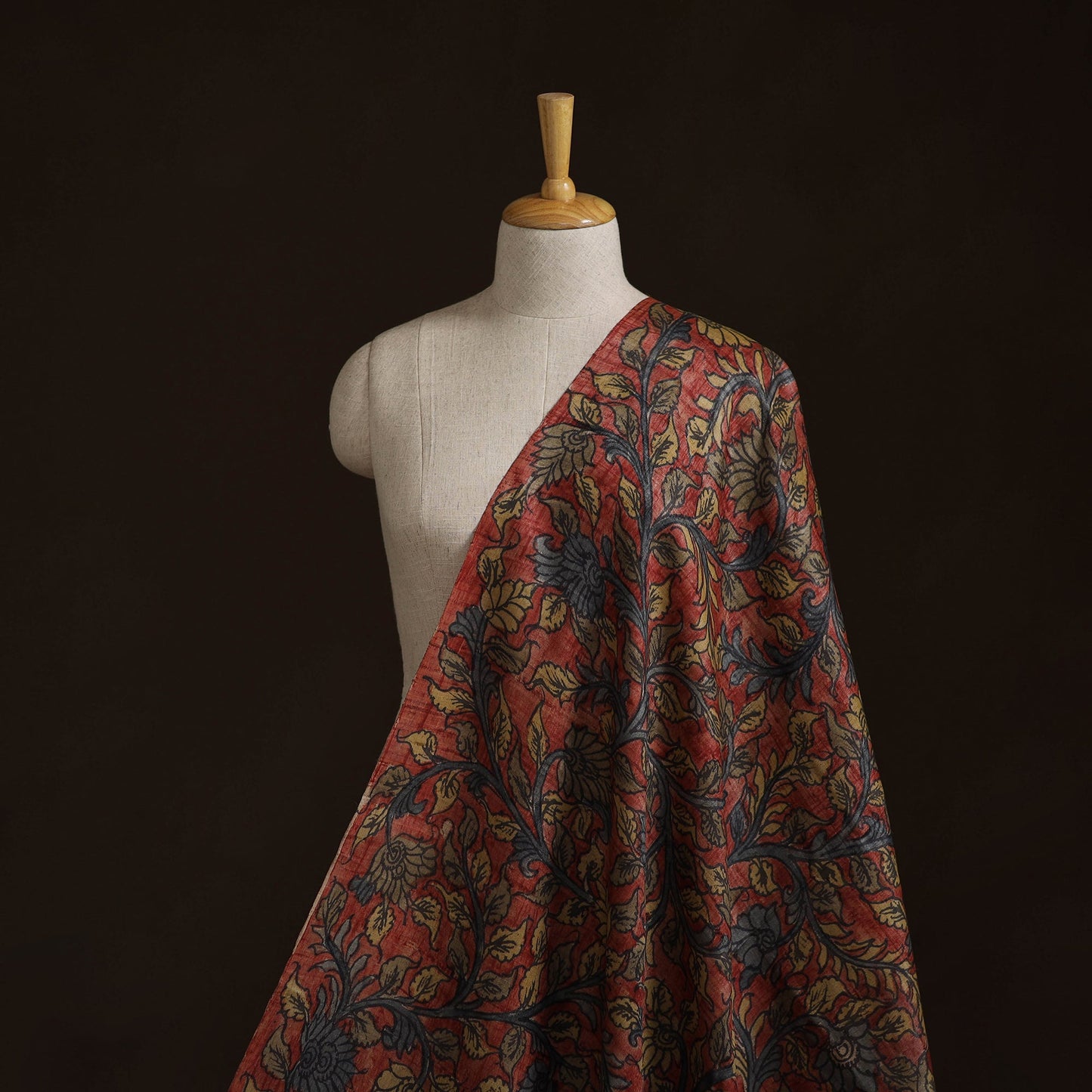 Desi tussar silk handpainted srikalahasti pen kalamkari