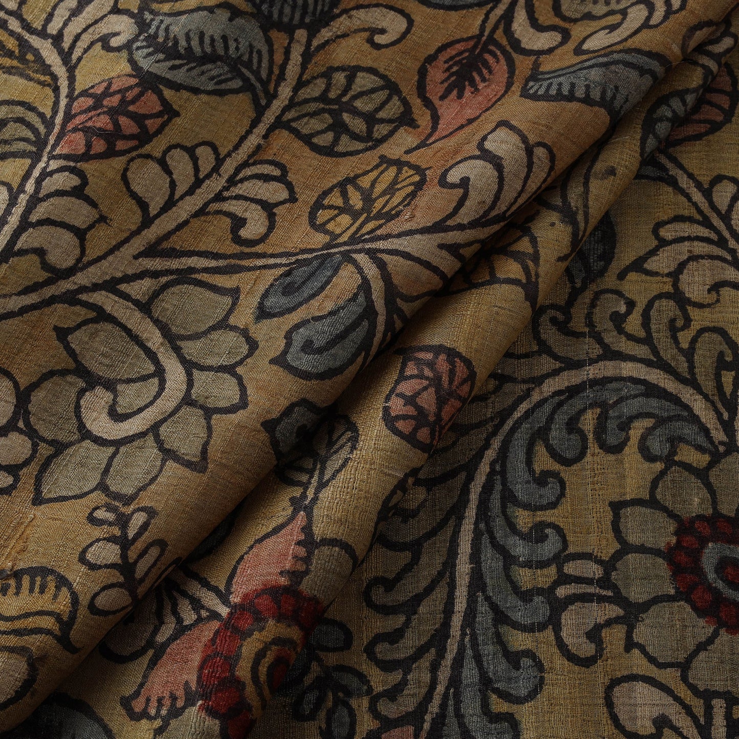 Desi tussar silk handpainted srikalahasti pen kalamkari