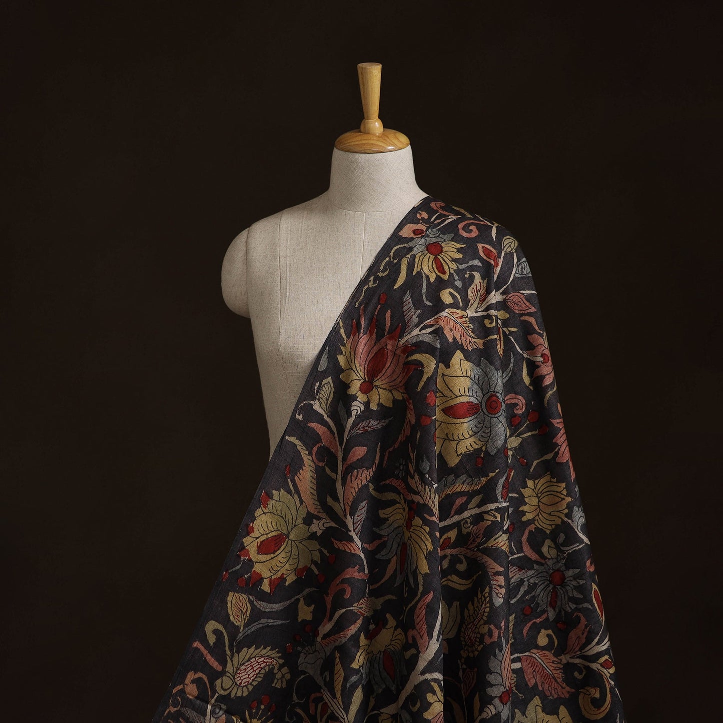 Desi tussar silk handpainted srikalahasti pen kalamkari