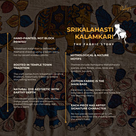Srikalahasti Pen Work Handpainted Kalamkari Handloom Kota Doria Silk Fabric 07