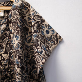 Black Kalamkari Block Print Cotton Kids Kaftan (3-4 Years)