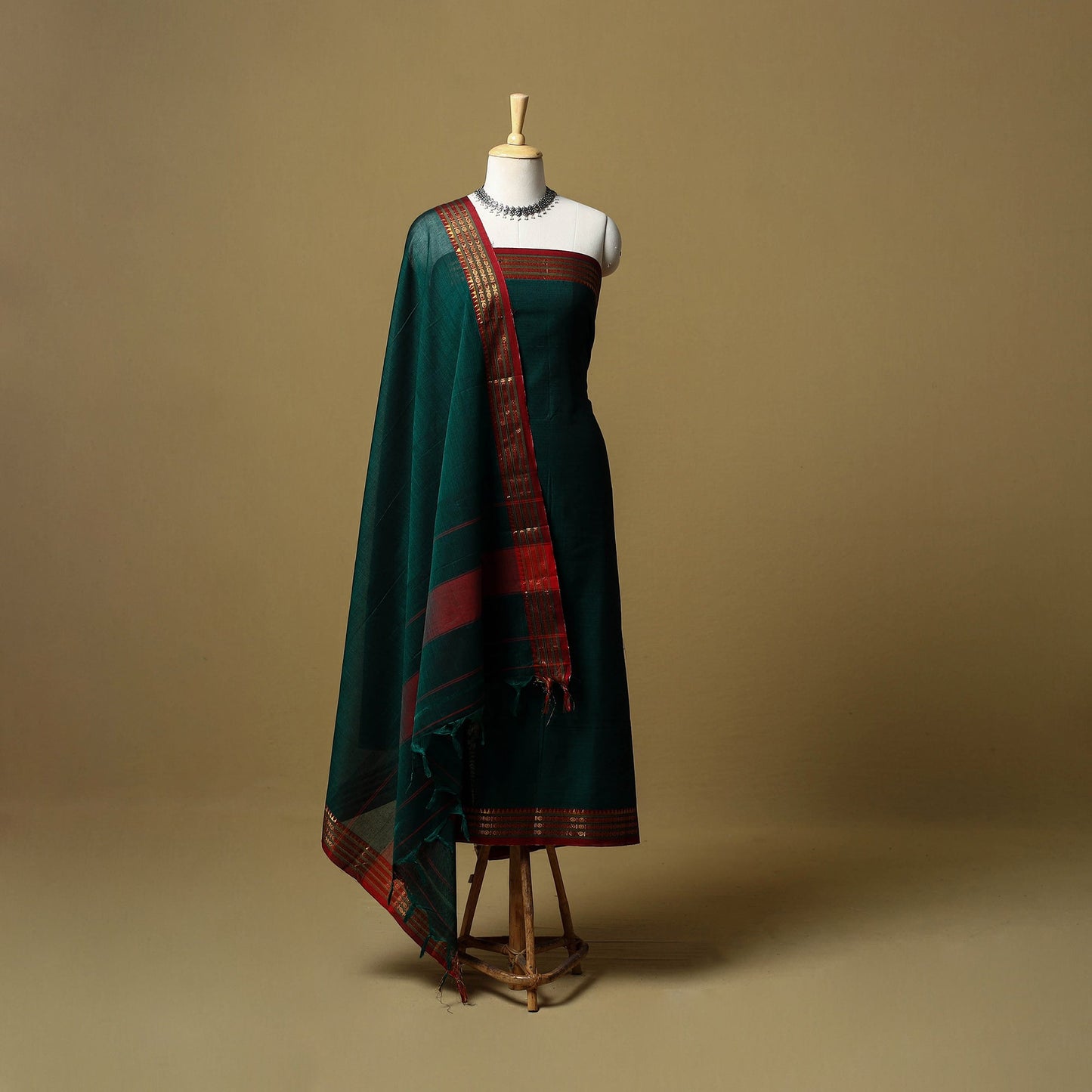 Dharwad cotton 3pc unstitched dress material with border 01