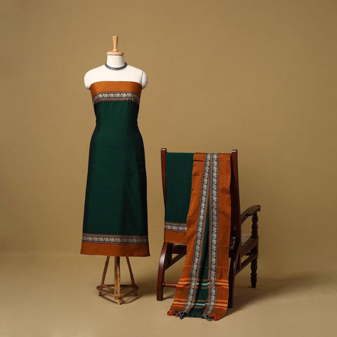 Dharwad cotton 3pc unstitched dress material with border 01