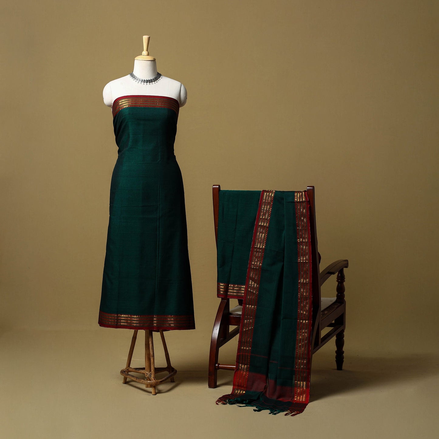 Dharwad cotton 3pc unstitched dress material with border 01